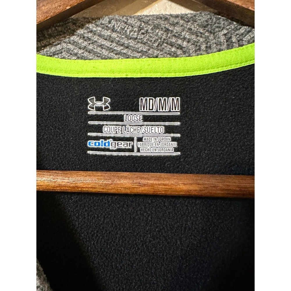 Under Armour ColdGear Mens 1/2 Zip Pullover Gray Black Fleece‎ Athletic med - Picture 3 of 7
